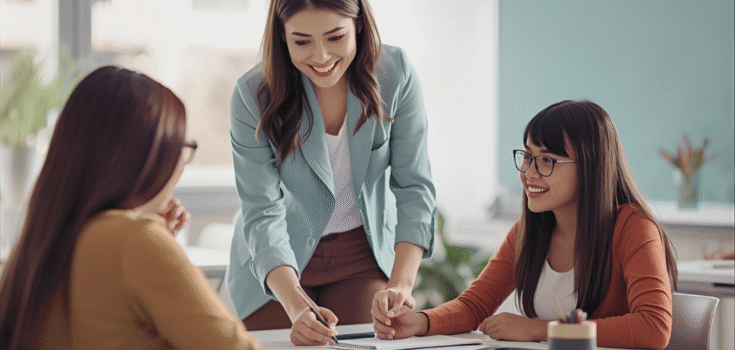 Lärare hjälper elever i klassrum