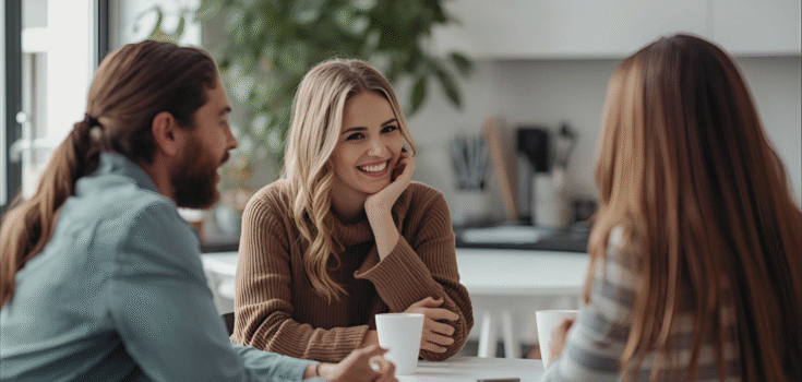 Kollegor sitter i köket och pratar